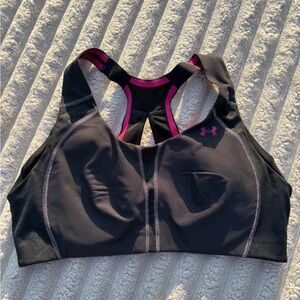 Under Armour Black Sports Bra with Pink Trim - High Support